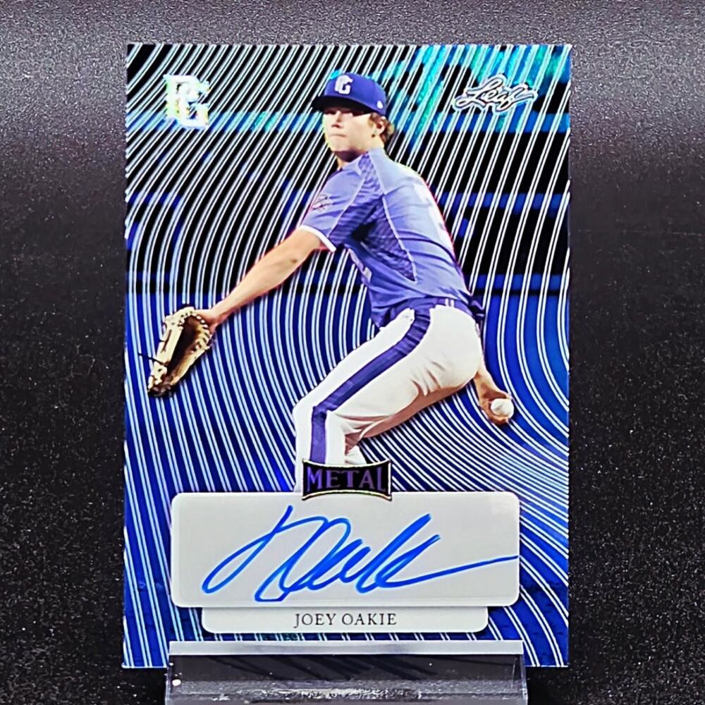 Joey Oakie Auto Blue Leaf Metal, Cleveland Guardians Top Prospect